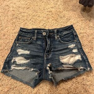 American Eagle Blue Distressed Jean Shorts
